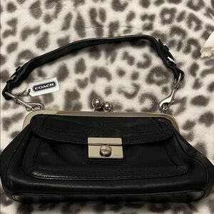 Coach Black Leather handbag with Silver Hardware